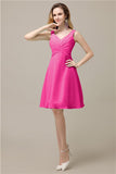 Chiffon A-line V-Neck Knee-Length Short Bridesmaid Dresses