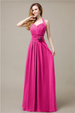 Pretty A-line Chiffon Hatler Floor-Length Bridesmaid Dresses