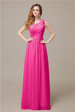 One-Shoulder A-line Chiffon Elegant Floor-Length Bridesmaid Dresses