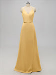 A-line V Neck Floor Length Bridesmaid Dresses