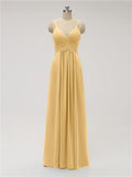 A-line Spaghetti Strap Chiffon Floor Length Bridesmaid Dresses