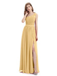 One-Shoulder A-line Top Lace Floor-Length Bridesmaid Dresses