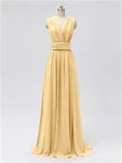 A-line Convertable V Neck Floor Length Jersey Bridesmaid Dresses