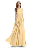 A-line Unique Deisgn Chiffon Long Bridesmaid Dresses