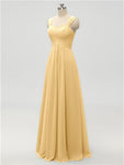 A-line Strap Chiffon Floor Length Long Bridesmaid Dresses