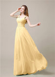 Shoulder Strap A-line Chiffon Elegant Floor-Length Bridesmaid Dresses