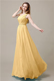 One-Shoulder A-line Beaded Chiffon Floor-Length Bridesmaid Dresses