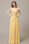 Cap Sleeves A-line Chiffon Floor-Length Bridesmaid Dresses