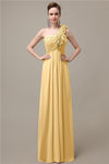 Simple A-line One-Shoulder Floor-Length Chiffon Bridesmaid Dresses