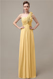 Simple A-line One-Shoulder Floor-Length Chiffon Bridesmaid Dresses