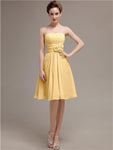 Pretty Strapless Flower Belt A-line Knee-Length Bridesmaid Dresses