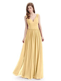 Simple Spaghetti Straps Chiffon A-line Sleeveless Floor-Length Bridesmaid Dresses