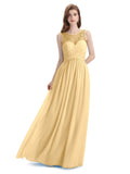 Elegant A-line Chiffon Sleeveless Long Bridesmaid Dresses