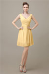 Charming V-neck Chiffon A-line Knee-Length Bridesmaid Dresses