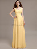 Chiffon Shoulder Strap A-line Floor-Length Bridesmaid Dresses