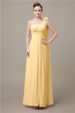 One Shoulder Chiffon A-line Floor-Length Bridesmaid Dresses