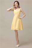 Chiffon A-line V-Neck Knee-Length Short Bridesmaid Dresses