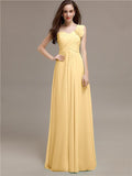 Elegant A-line One-Shoulder With Flowers Floor-Length Bridesmaid Dresses