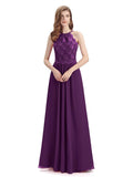 A-line Sleeveless High Neck Floor-Length Bridesmaid Dresses