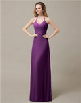 Halter Chiffon A-line Sleeveless Floor-Length Bridesmaid Dresses