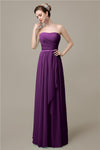 Simple A-line Chiffon Straight Floor-Length Long Bridesmaid Dresses