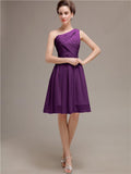 Pretty One-shoulder A-line Knee-Length Bridesmaid Dresses