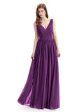 Simple Spaghetti Straps Chiffon A-line Sleeveless Floor-Length Bridesmaid Dresses