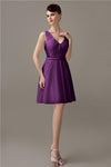 Charming A-line Chiffon V-neck Backless Bridesmaid Dresses