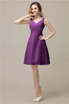 Chiffon A-line V-Neck Knee-Length Short Bridesmaid Dresses