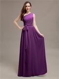 Beautiful A-line One-Shoulder Sleeveless Floor-Length Bridesmaid Dresses