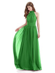 A-line Halter Elegant Chiffon Long Bridesmaid Dresses