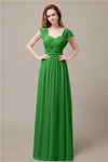 Cap Sleeves A-line Chiffon Floor-Length Bridesmaid Dresses