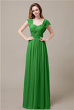 Cap Sleeves A-line Chiffon Floor-Length Bridesmaid Dresses