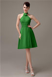 Halter Knee-length Chiffon A-line Short Bridesmaid Dresses