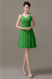 Chiffon Sexy V-neck A-line Knee-Length Bridesmaid Dresses