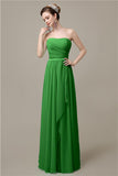 Simple A-line Chiffon Straight Floor-Length Long Bridesmaid Dresses