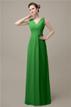 Simple A-line Chiffon V-Neck Floor-Length Long Bridesmaid Dresses