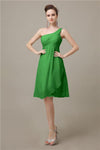 A-line Chiffon One Shoulder Knee-Length Short Bridesmaid Dresses