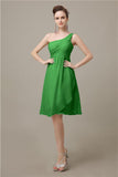 A-line Chiffon One Shoulder Knee-Length Short Bridesmaid Dresses