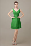 Charming V-neck Chiffon A-line Knee-Length Bridesmaid Dresses