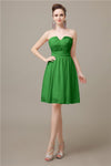 Simple Strapless Chiffon A-line Knee-Length Bridesmaid Dresses