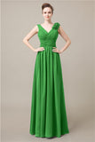 Elegant V-neck Flower A-line Floor-Length Bridesmaid Dresses