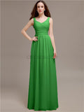 Chiffon Shoulder Strap A-line Floor-Length Bridesmaid Dresses