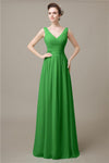 V-Neck Chiffon A-line Floor-Length Bridesmaid Dresses