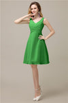 Chiffon A-line V-Neck Knee-Length Short Bridesmaid Dresses