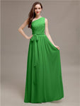 Beautiful A-line One-Shoulder Sleeveless Floor-Length Bridesmaid Dresses