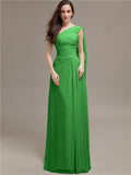 Chiffon A-line One-Shoulder Sleeveless Floor-Length Bridesmaid Dresses