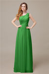 One-Shoulder A-line Chiffon Elegant Floor-Length Bridesmaid Dresses