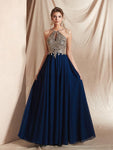 Halter A-line Top Lace with Bead Modest Unique Long Prom Dresses Oline, Evening Dresses LMX1146