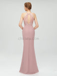 Halter Top Lace Side Slit Long Prom Dress, Elegant Popular Bridesmaid Dresses LMX1113